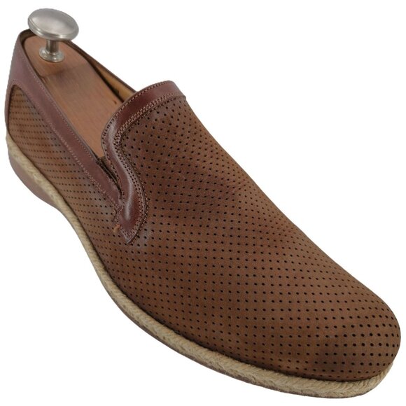 Mezlan Spain Brown Perforated Leather Slip-on Loafers Men size 9.5 Casual Shoes